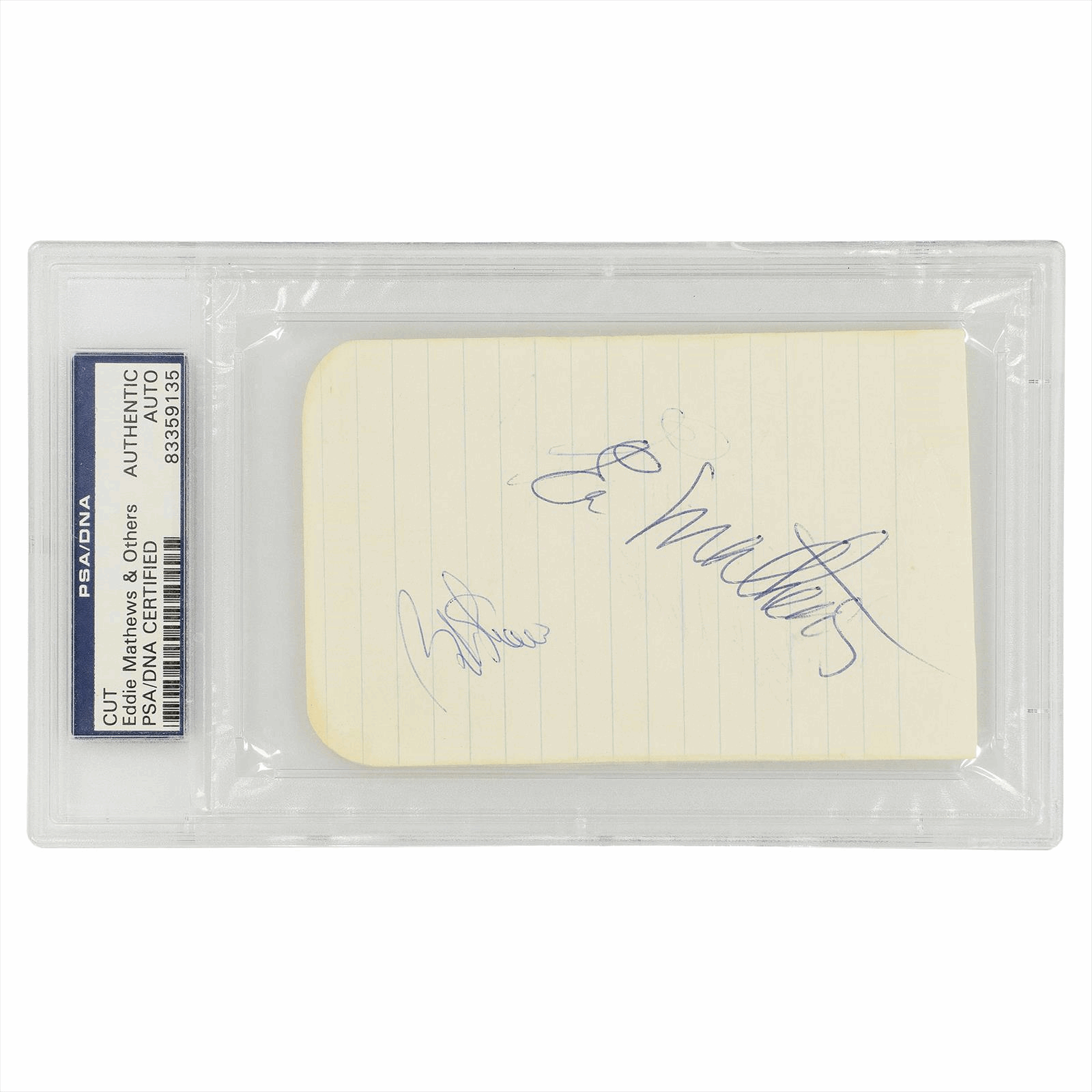 Bob Ueker, Eddie Mathews, Warren Spahn, Bob Lemon Signatire Cut PSA/DNA AUTHENTIC AUTO