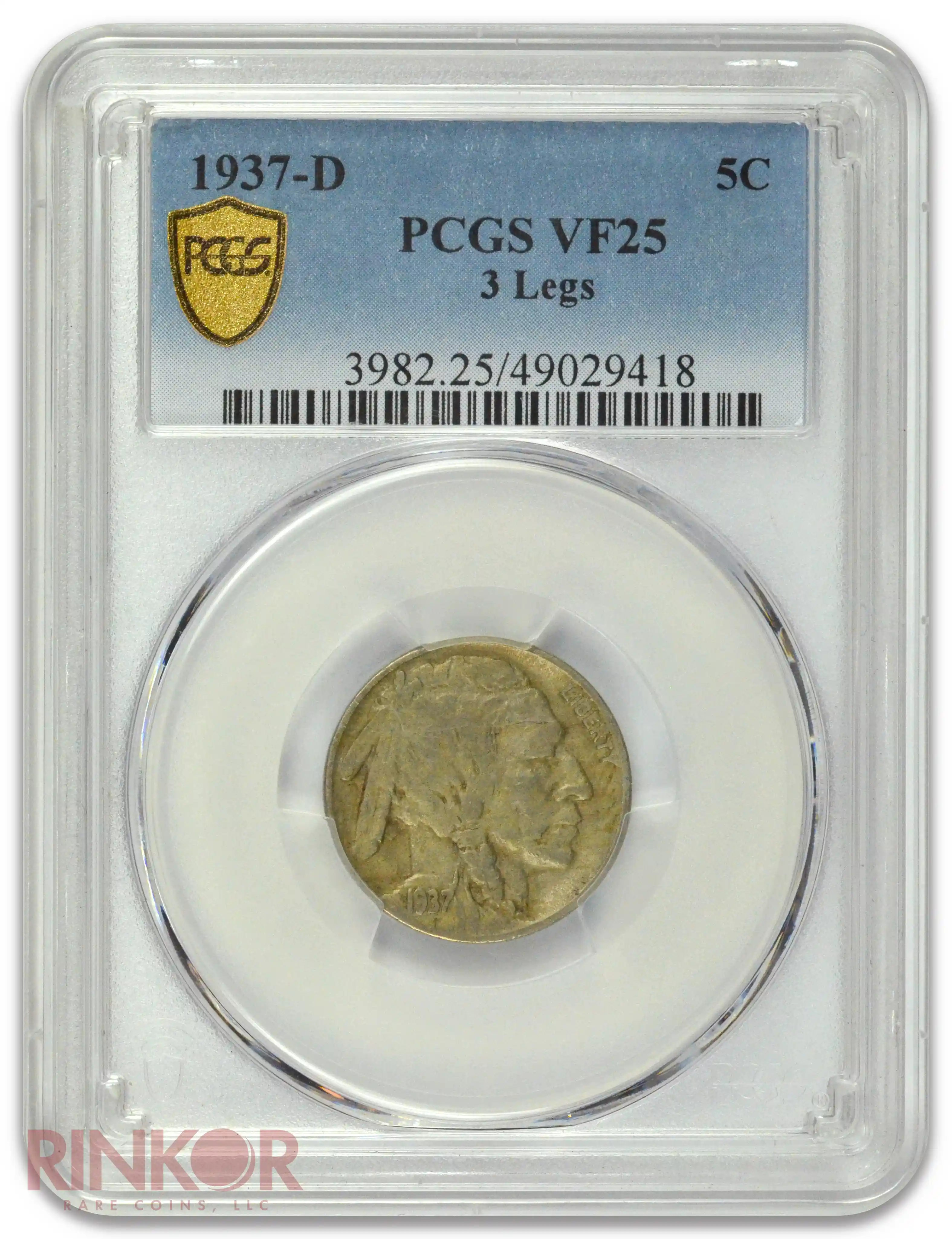 1937-D 3 Legs Buffalo Nickel PCGS VF-25