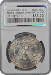 1891 S  Morgan Dollar NGC AU-55