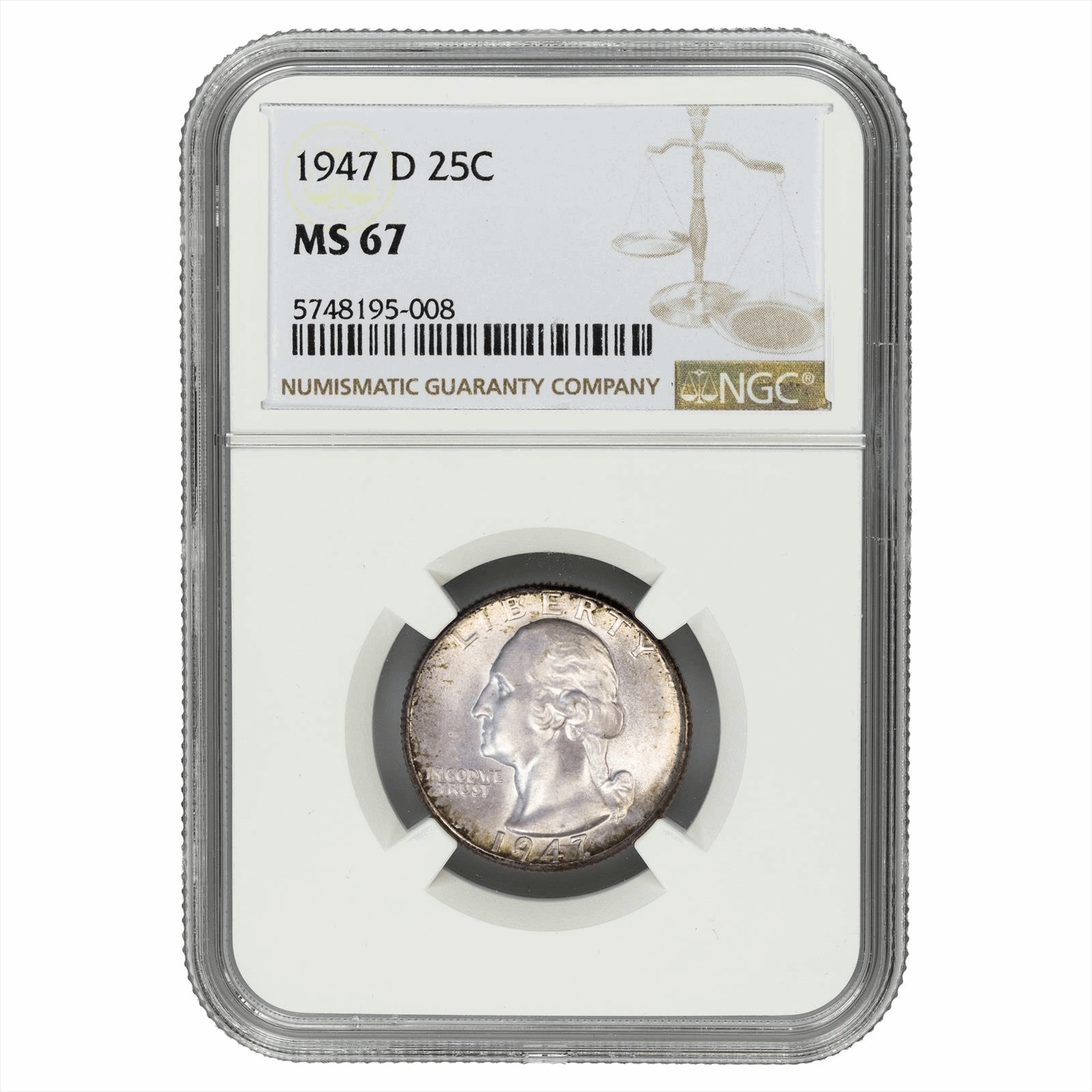 1947-D Washington Quarter 25C NGC MS 67