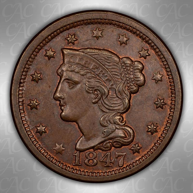 1847 Newcomb N-6 1C CACG MS 64 BN
