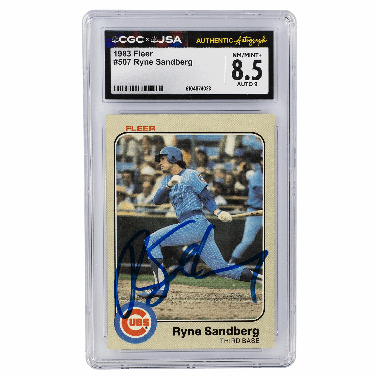 1983 Fleer #507 Ryne Sandberg Autograph CGC NM/Mint+ 8.5 Auto 9