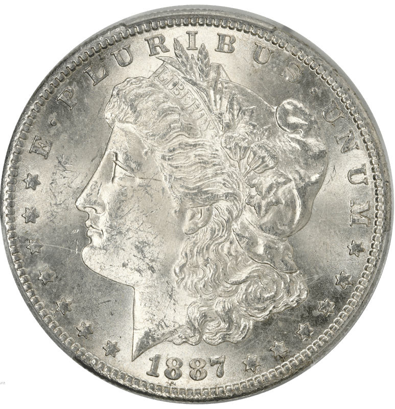 1887-S Morgan Silver Dollar, PCGS MS-63 - Frosty White Choice BU
