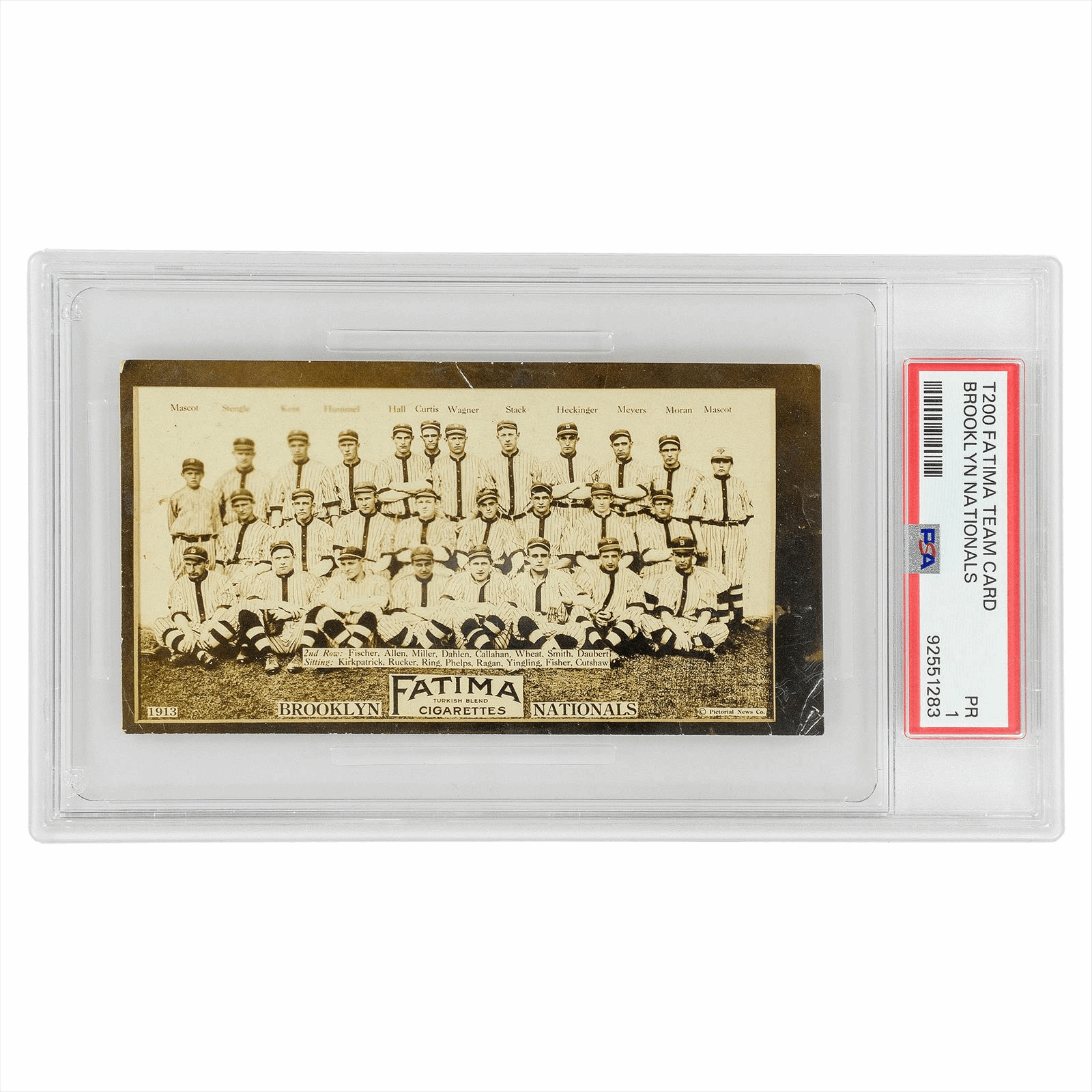 1913 T200 Fatima Team Card Brooklyn Nationals PSA POOR 1