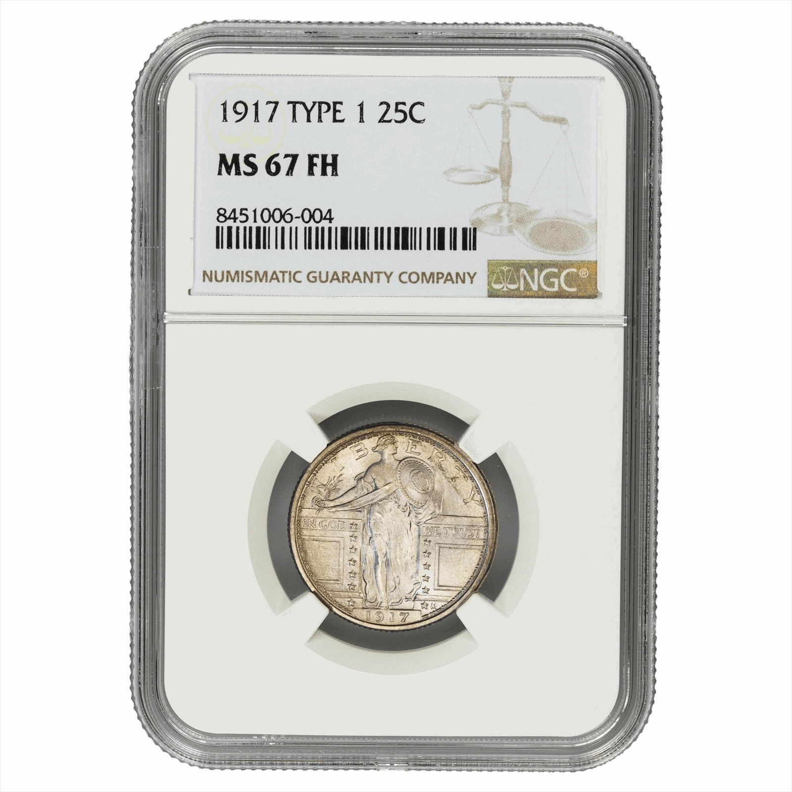 1917 Type 1 Standing Liberty Quarter 25C NGC MS 67 FH