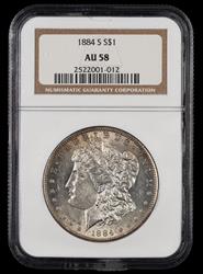 1884 S $1 NGC AU58