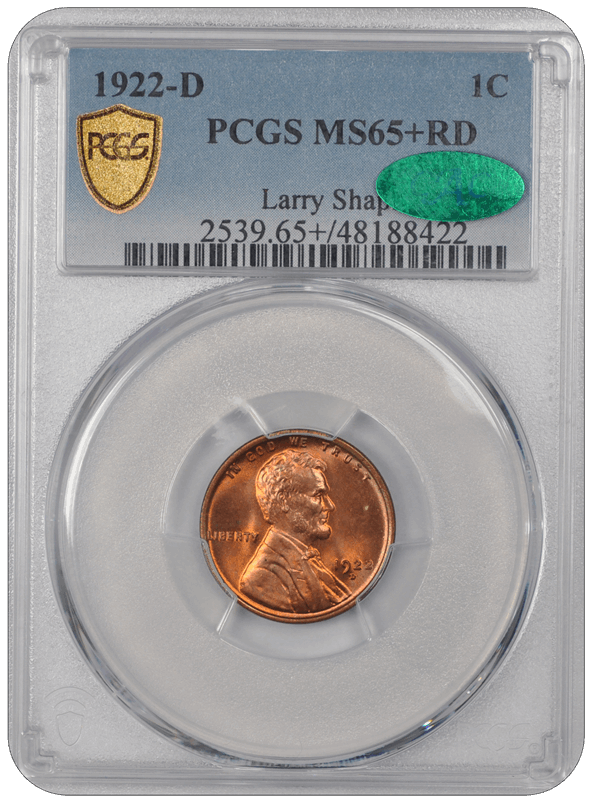 1922-D Lincoln PCGS (CAC) RD 65+ 