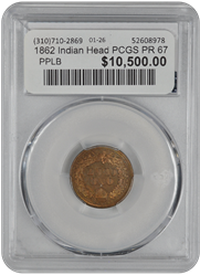 1862 Indian Head PCGS PR 67