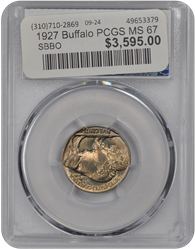 1927 Buffalo PCGS MS 67