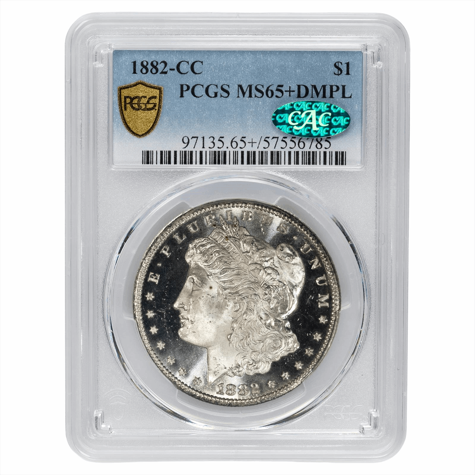 1882-CC Morgan Silver Dollar $1 PCGS MS 65+ CAC