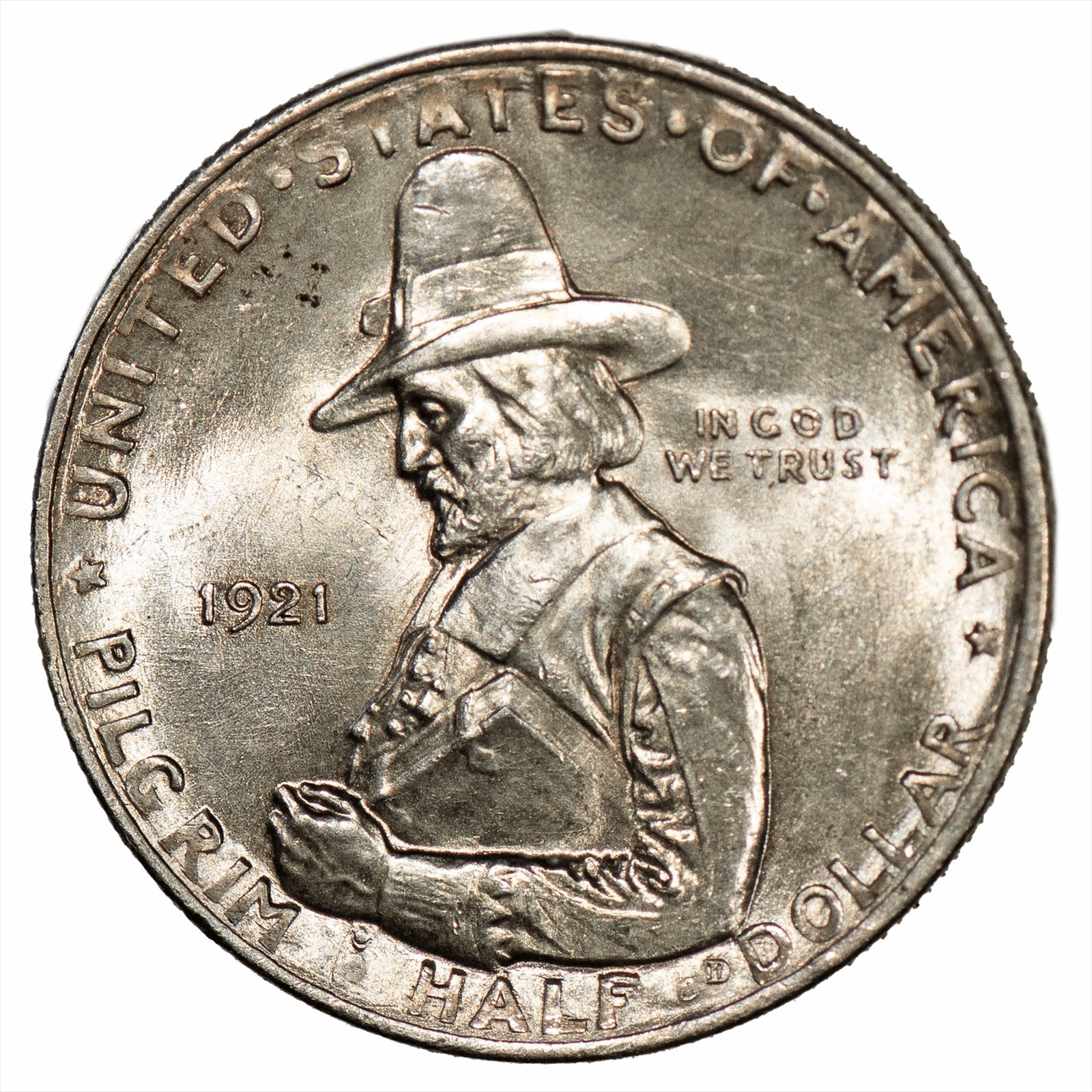 1921 Pilgrim Commemorative Half Dollar 50C Raw 