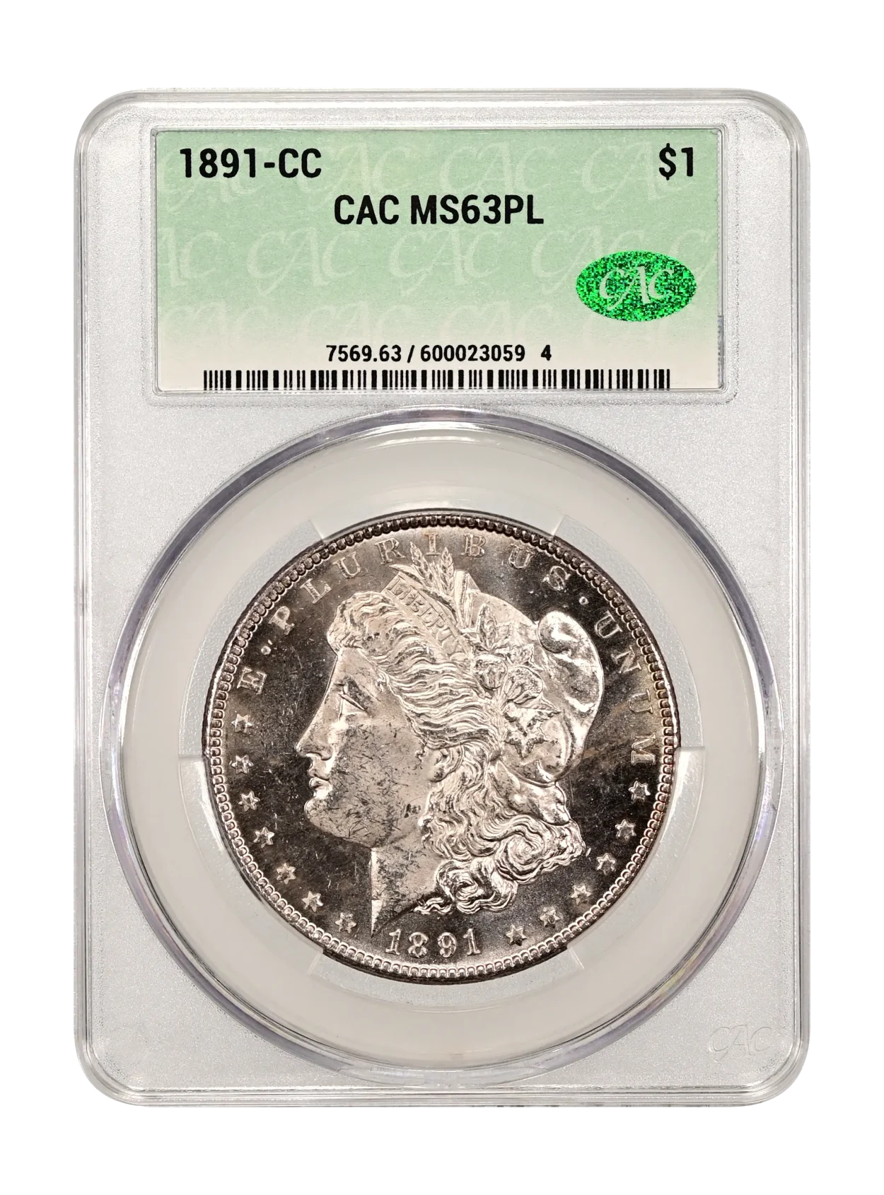 1891-CC $1 CACG MS 63 PL