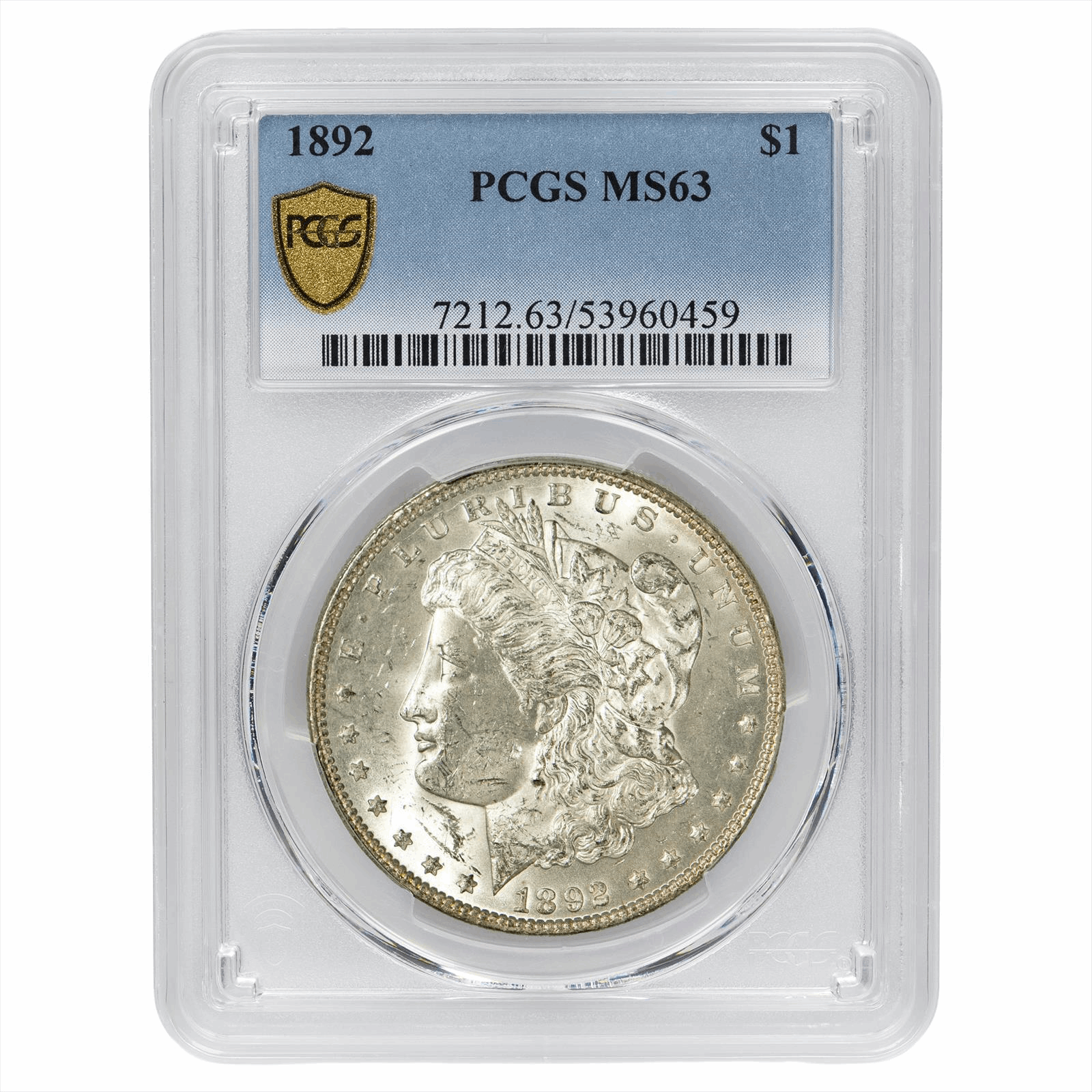 1892 Morgan Silver Dollar $1 PCGS MS 63
