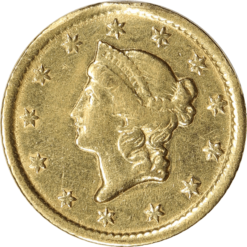 1853-O Type-1 Gold Dollar G$1, Circulated, Extra Fine