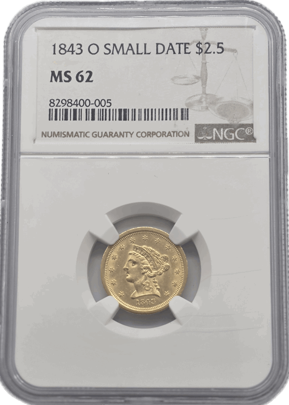 1843-O  Small Date Liberty Head NGC MS62