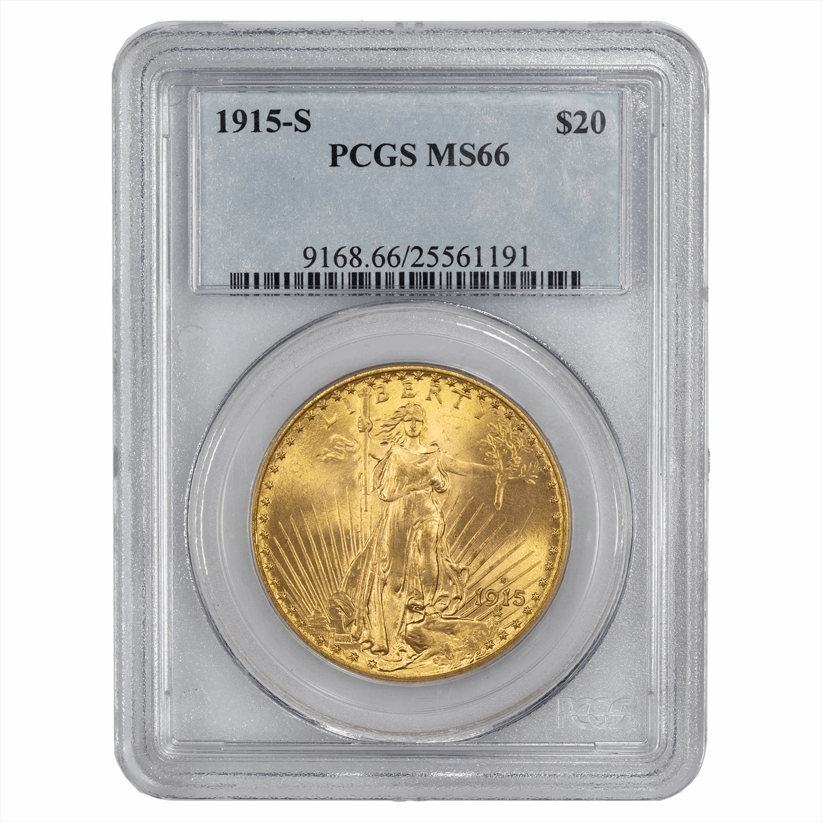 1915-S $20 Saint Gaudens Double Eagle, PCGS MS-66 - Eye Appealing!