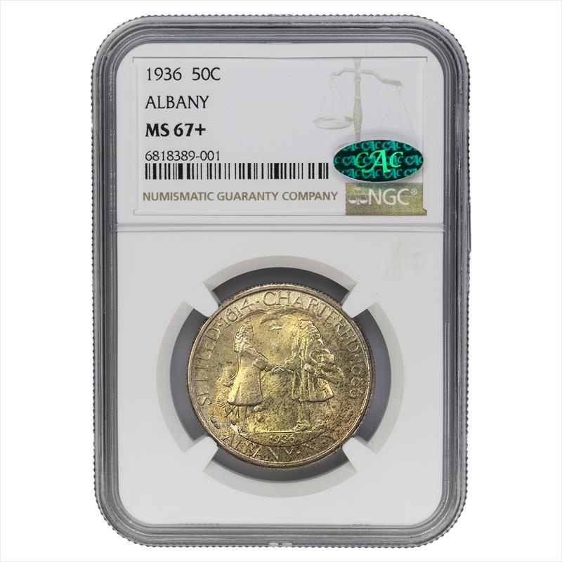 1936 50c Albany Classic Commemorative - NGC MS67+ CAC - Toned