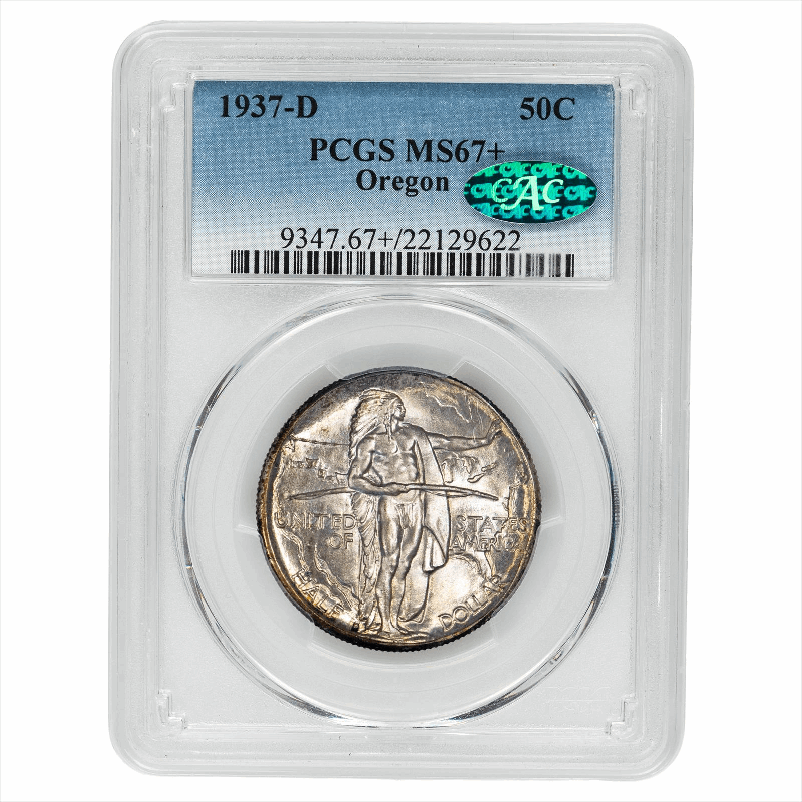 1937-D Oregon Commemorative Half Dollar 50C PCGS MS 67+ CAC