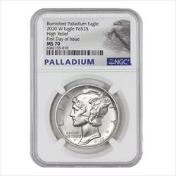 2020 $25 American Palladium Eagle First Day Issue MS70 NGC