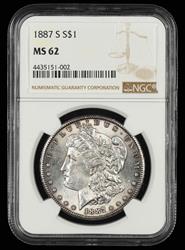 1887 S $1 NGC MS 62