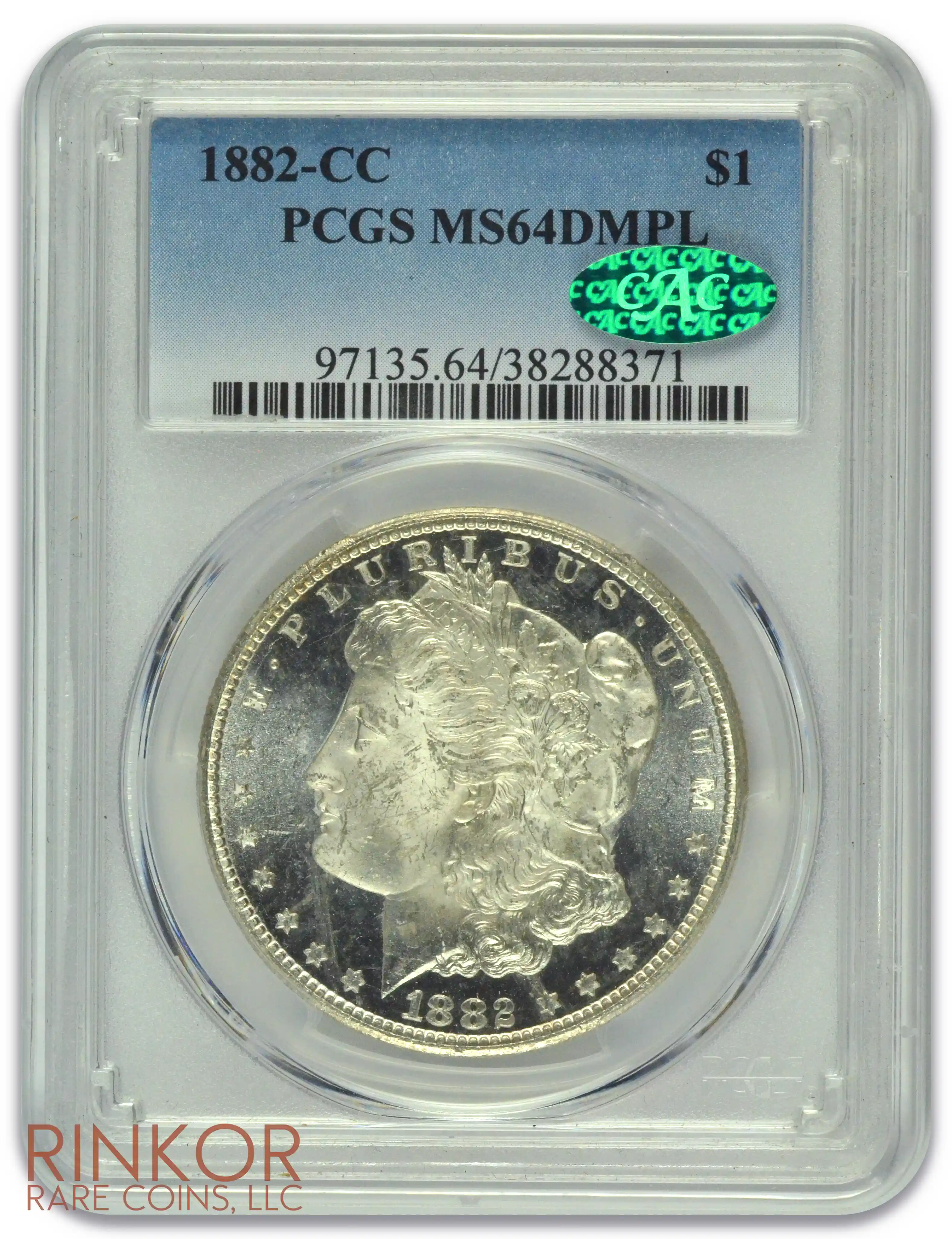 1882-CC $1 PCGS MS 64 DMPL CAC