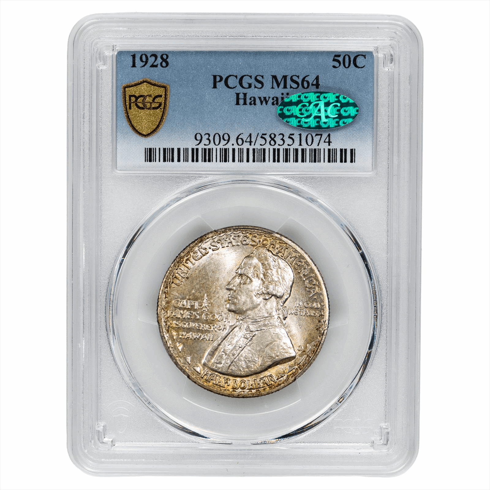 1928 Hawaiian Commemorative Half Dollar 50C PCGS MS 64 CAC