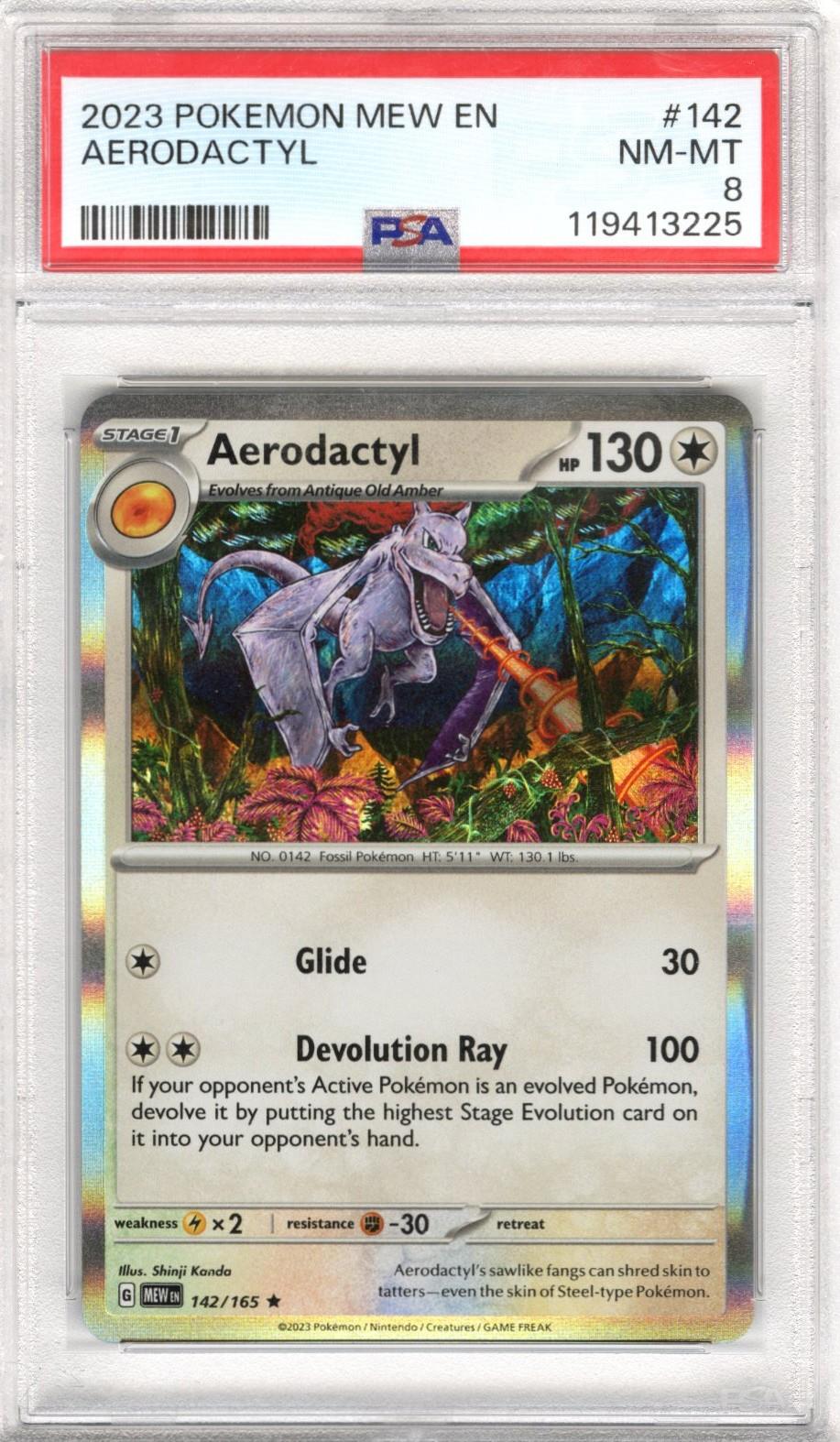 2023 Pokemon Mew En Aerodactyl #142 PSA NM MT 8 