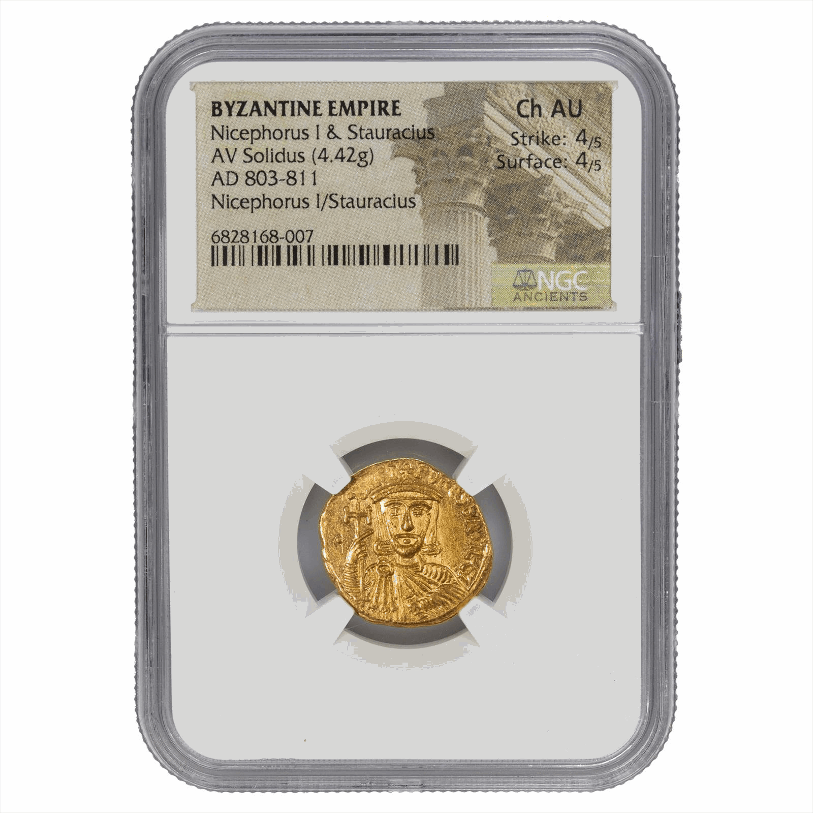 AD 803-811 Byzantine Empire Nicephorus I & Stauracius AV Solidus NGC Ch AU 4/4