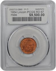 1954 Lincoln PCGS RD 67