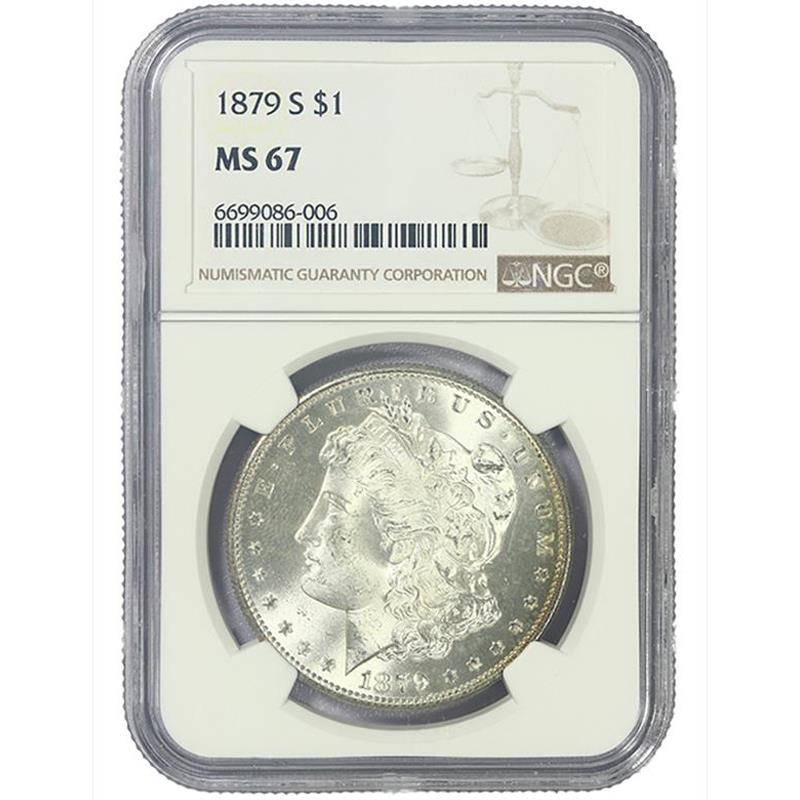 1879-S $1 Morgan Silver Dollar - NGC MS67 -  Strong Strike!  Slight Rim Toning
