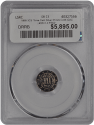 1868 3CS Three Cent Silver PCGS CAM (CAC) #3242-4 PR66+