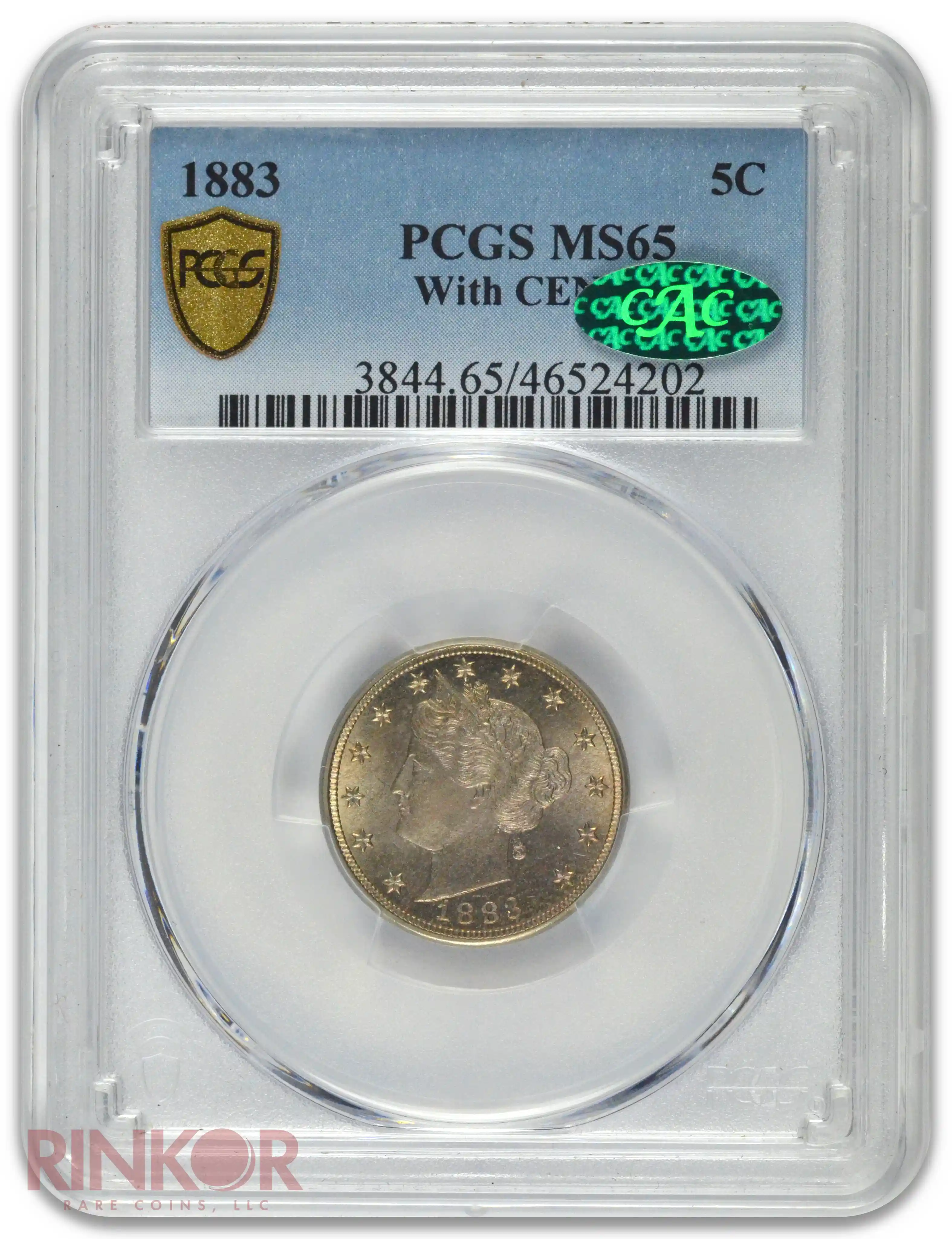 1883 With Cents Liberty V Nickel PCGS MS 65 CAC