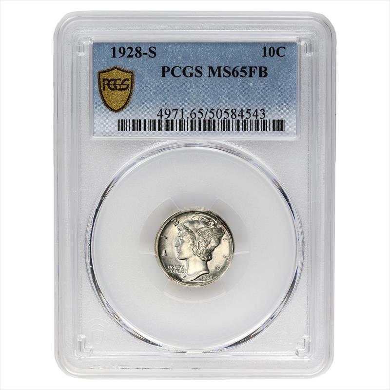 1928-S Mercury Dime, 10C PCGS MS 65 FB - Key