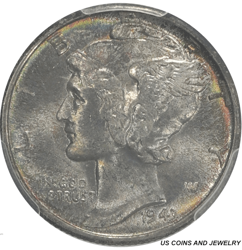 1943-D Mercury Dime, PCGS MS 67 FB CAC - Attractively Toned