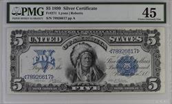 Fr. 271 1899 $5 Silver Certificate Chief PMG 45 