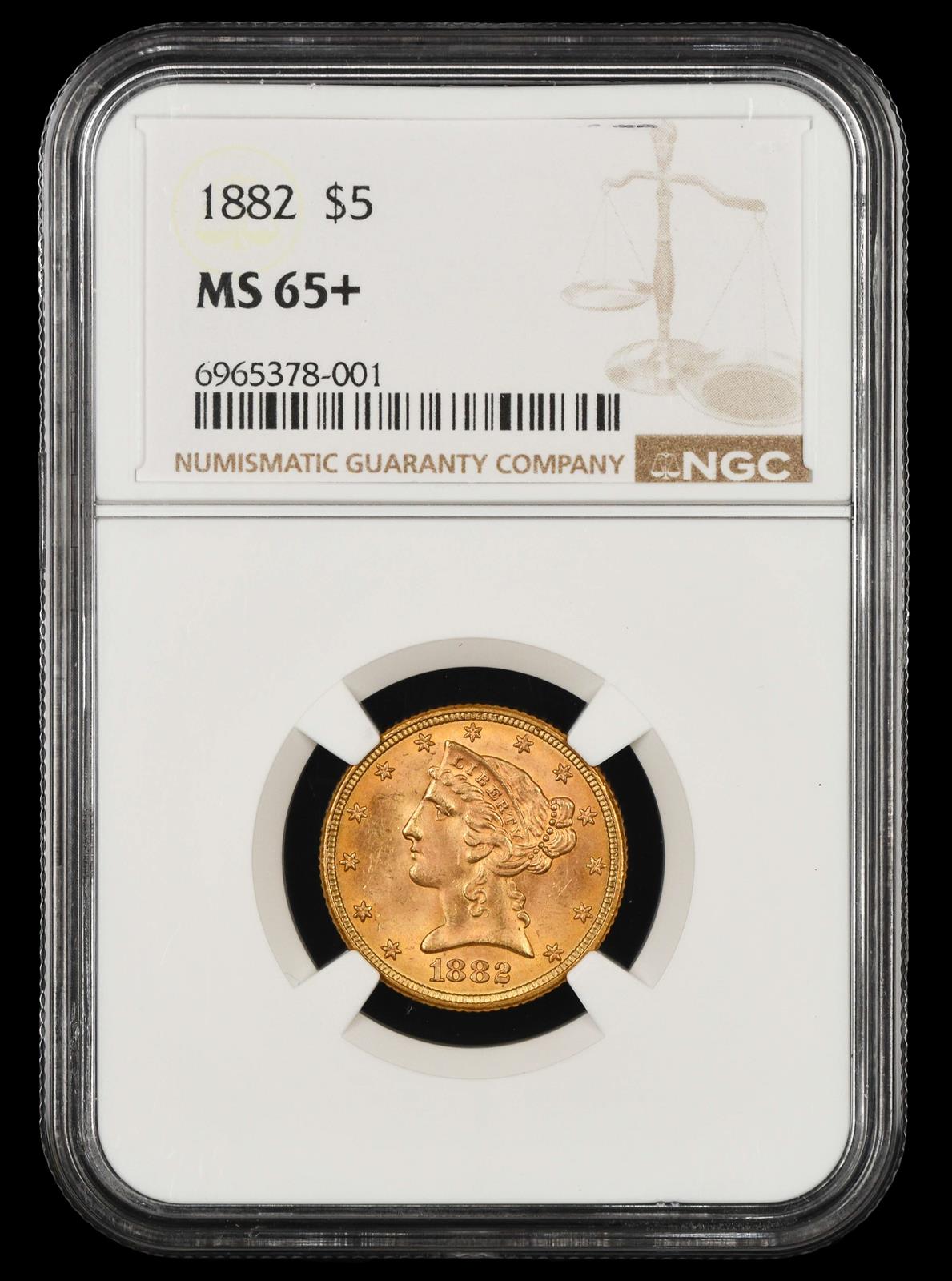 1882 $5 NGC MS65 +