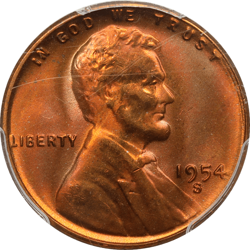 1954-S Lincoln Cent 1c, PCGS MS-66 RD - Nice Color