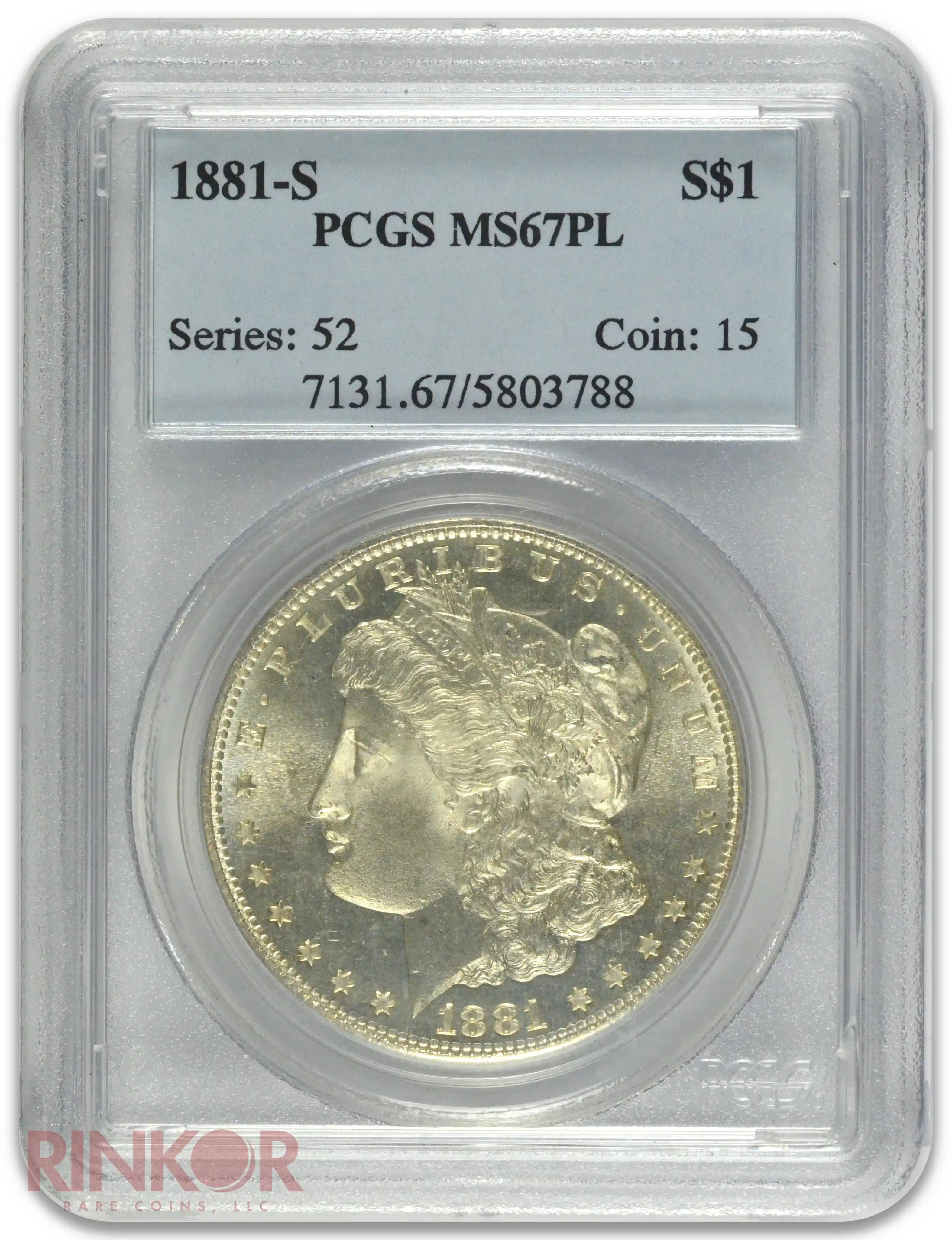 1881-S $1 PCGS MS 67 PL