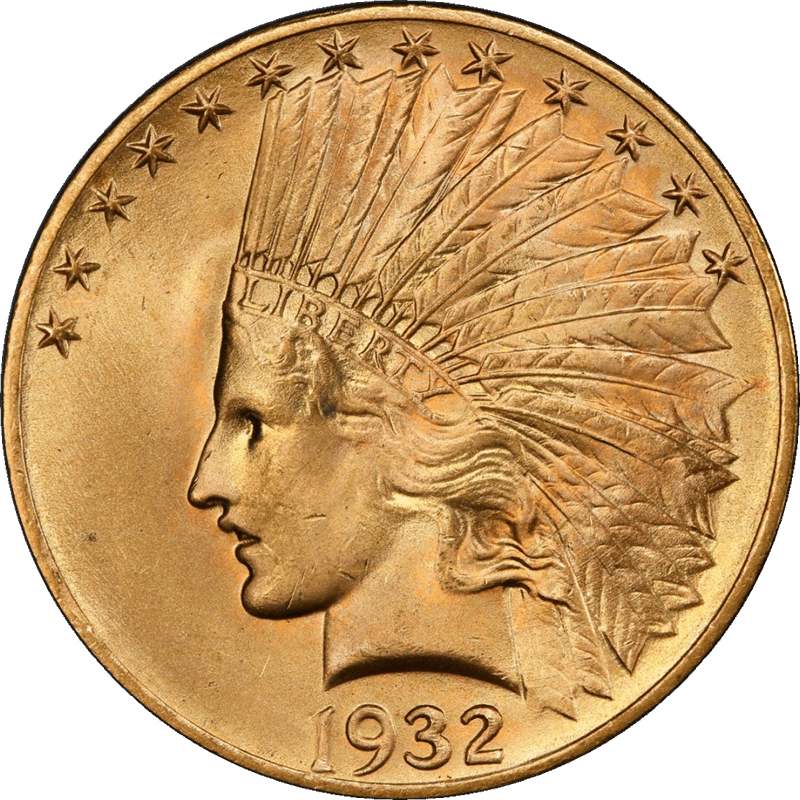 1932 Indian Head $10 Gold PCGS MS 66 CAC - Lustrous, PQ