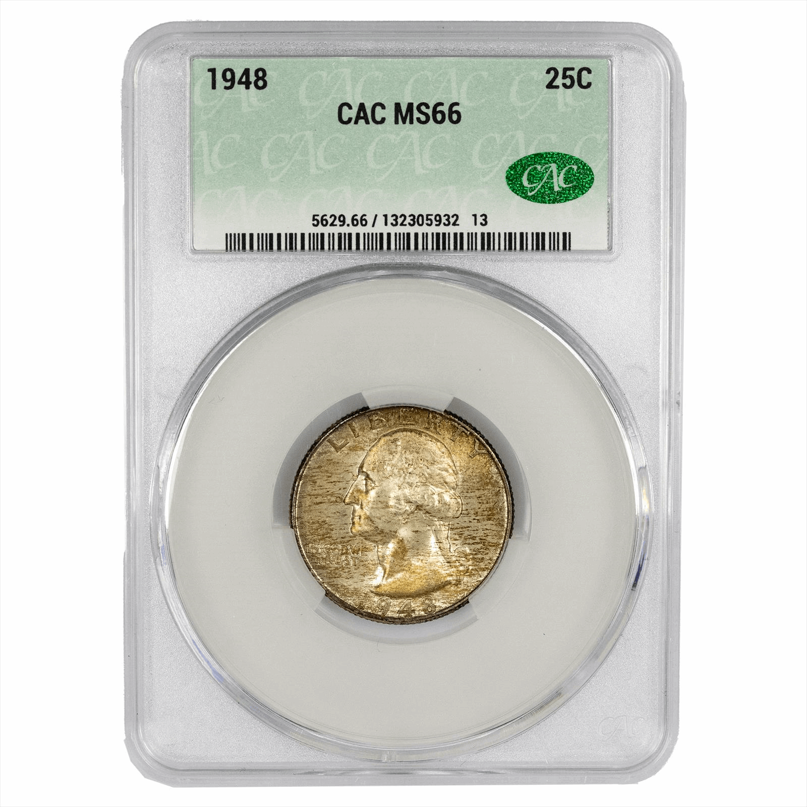 1948 Washington Standing Liberty Quarter 25C CACG MS 66 CAC