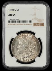 1890 S $1 NGC AU55