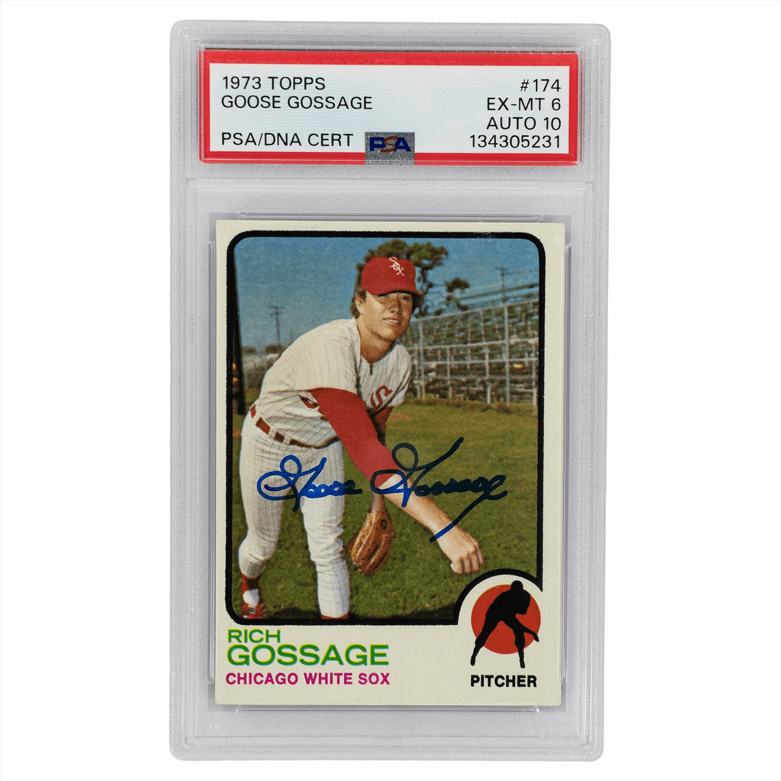 1973 Topps Goose Gossage #174 PSA/DNA EX-MT 6 AUTO 10