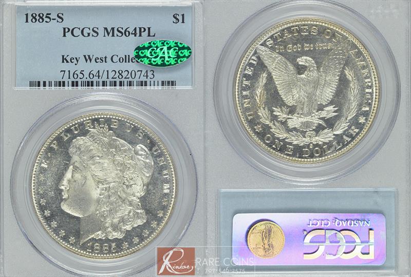 1885-S $1 PCGS MS 64 PL CAC