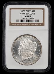 1878 7/8TF $1 VAM 41A 7/4TF NGC MS 63