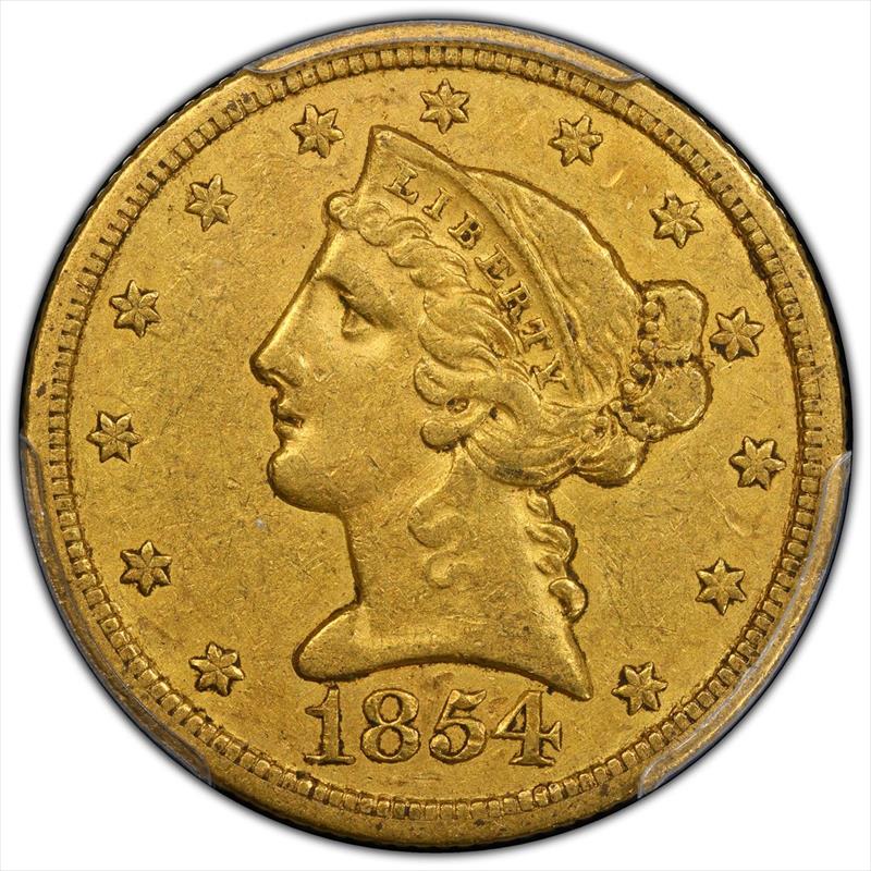 1854-O $5 PCGS XF-45 CAC