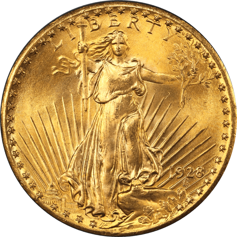 1928 St. Gaudens $20 Gold Double Eagle PCGS MS66+