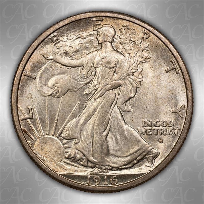 1916-S 50C CACG  MS 65 