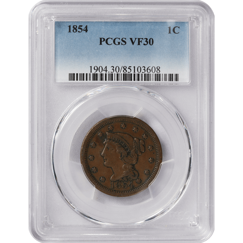 1854 Braided Hair Large Cent 