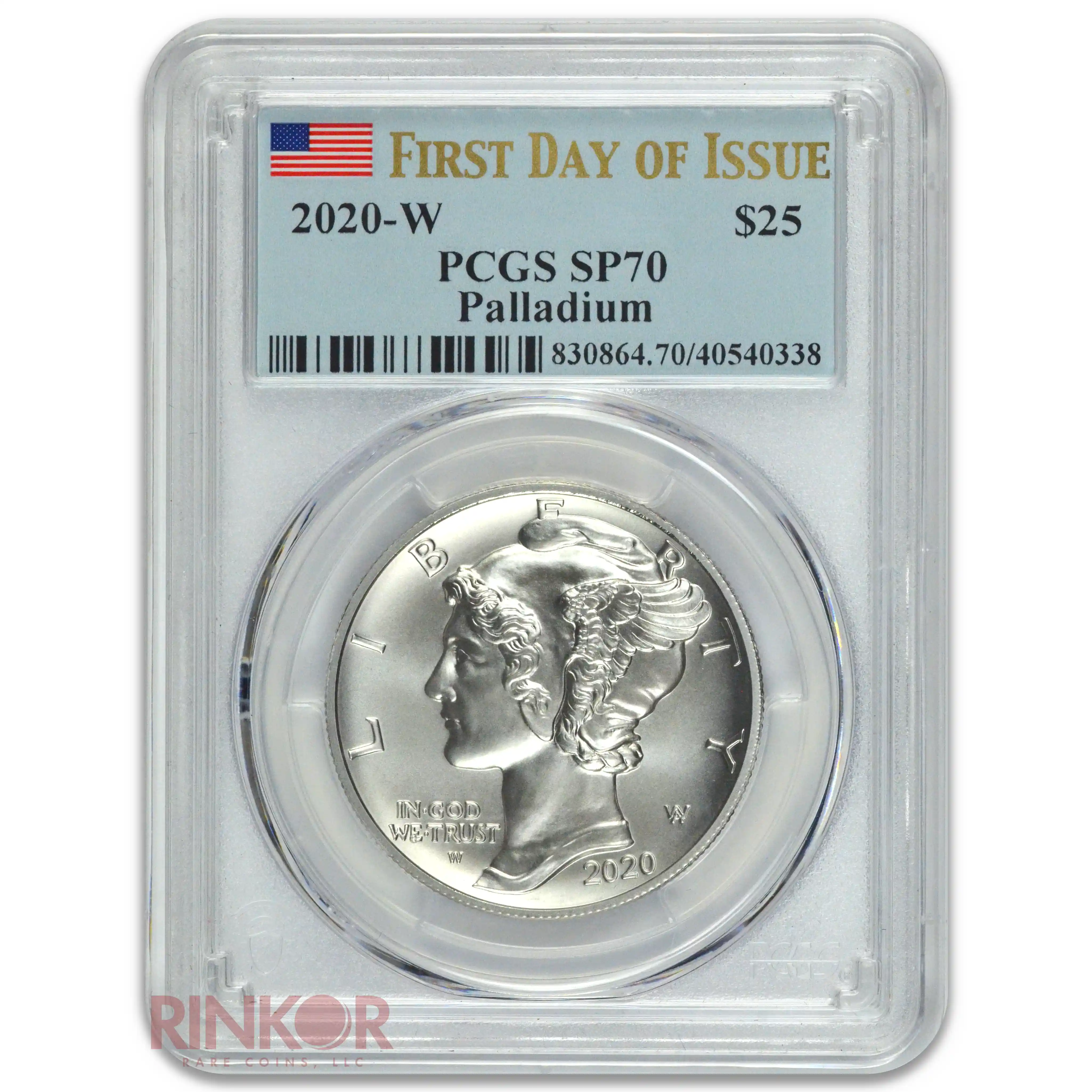 2020-W High Relief 1oz American Palladium Eagle First Day of Issue PCGS SP 70