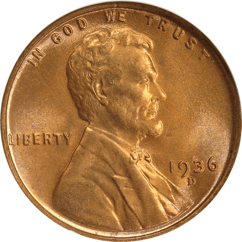1936-D Lincoln Wheat Cent 1c, NGC  MS67RD - Lustrous and Old Fatty Holder